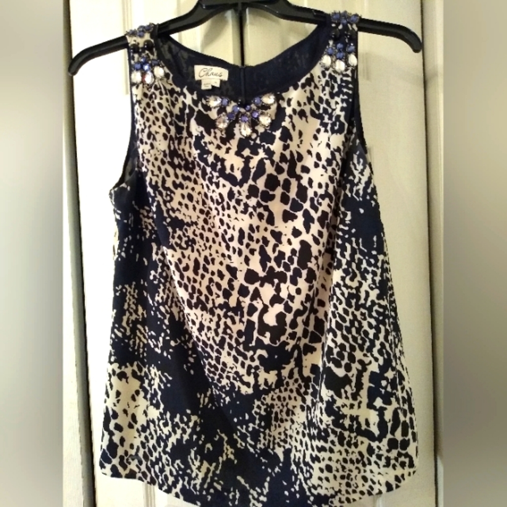 Chaus Top w/ Beads and Rhinestone Design -Size 6